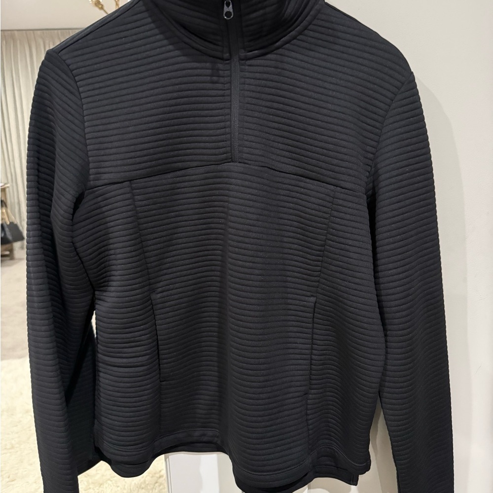 Zella Black Ribbed 1/4 Zip Jacket Size M